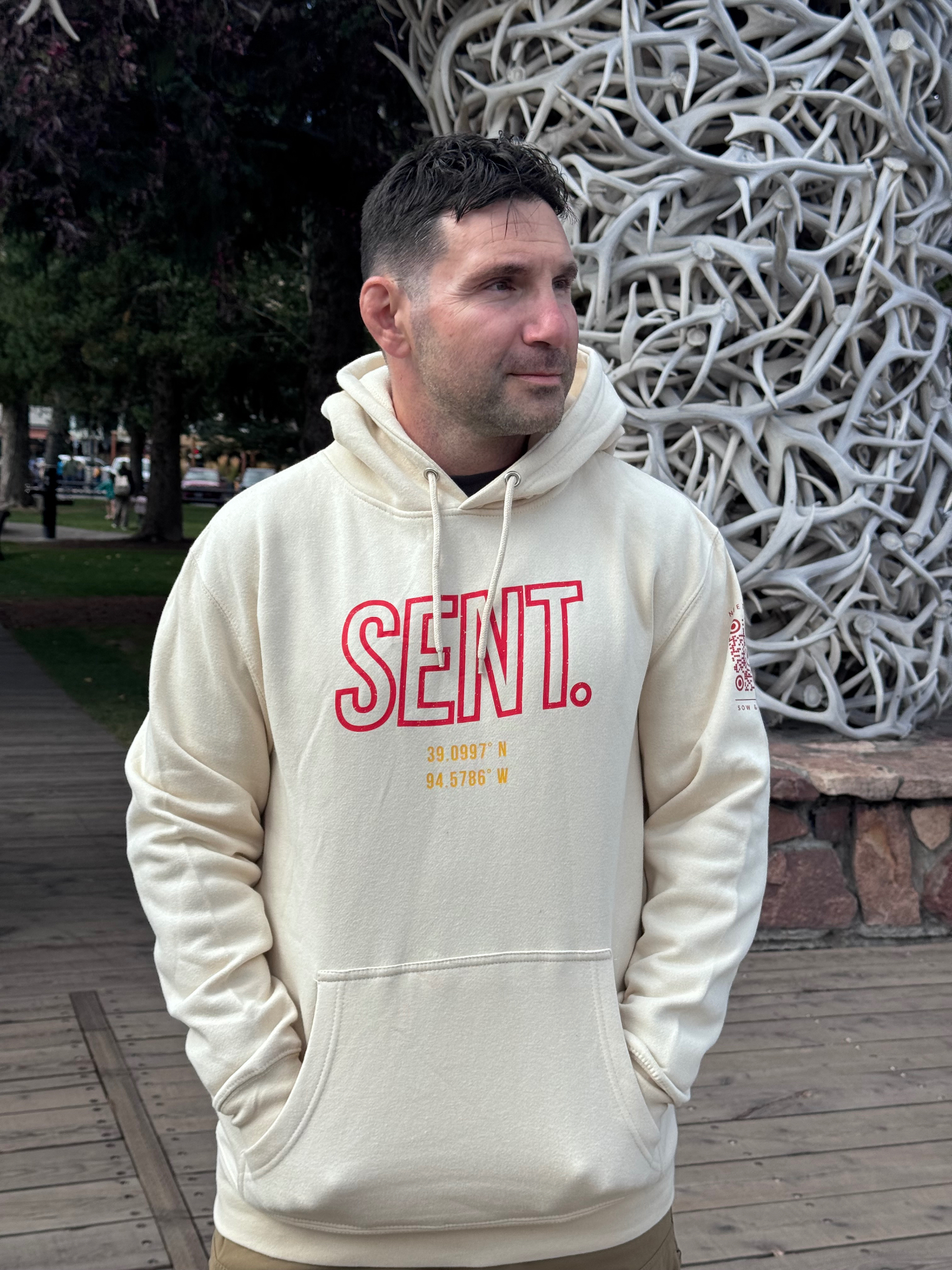 Cream SENT. Kansas City hoodie prototype